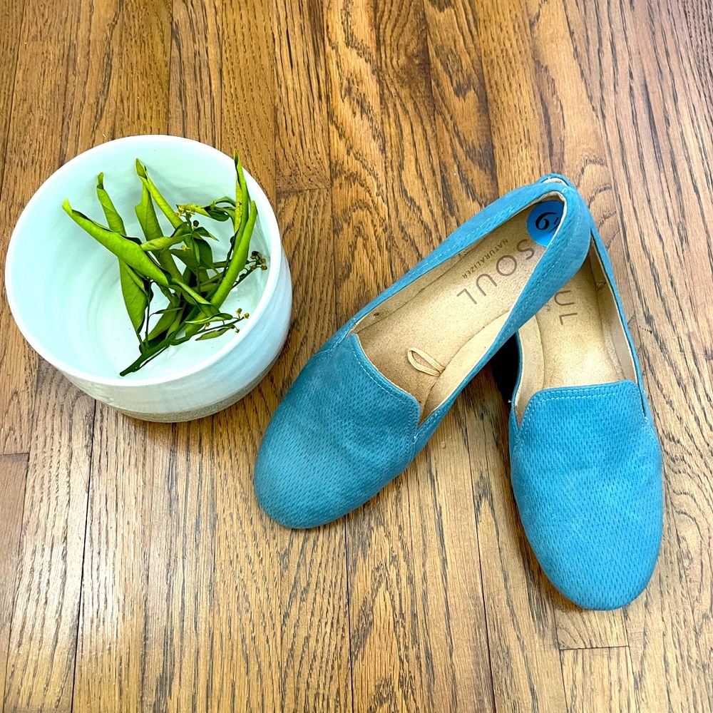 Soul Naturalizer Ashley Womens Blue Slip On Loafer Comfort Flats Shoes Sz 6.5